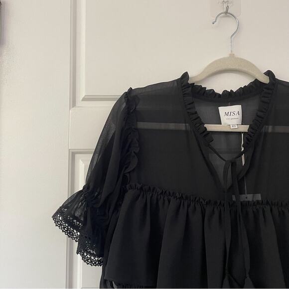 NEW MISA Los Angeles Jazmine Ruffle Popover Mini Dress - Picture 9 of 9